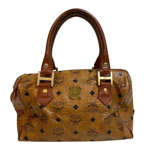 MCM Boston Bag Brown Leather Visetos